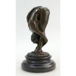 Bronze Granti Paris Nude Figure of Girl Strectching marked JB Deposse to base mounted on marble,