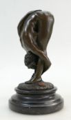 Bronze Granti Paris Nude Figure of Girl Strectching marked JB Deposse to base mounted on marble,