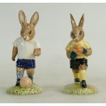 Royal Doulton Bunnykins pair figures Goalkeeper DB120 and Footballer DB121,