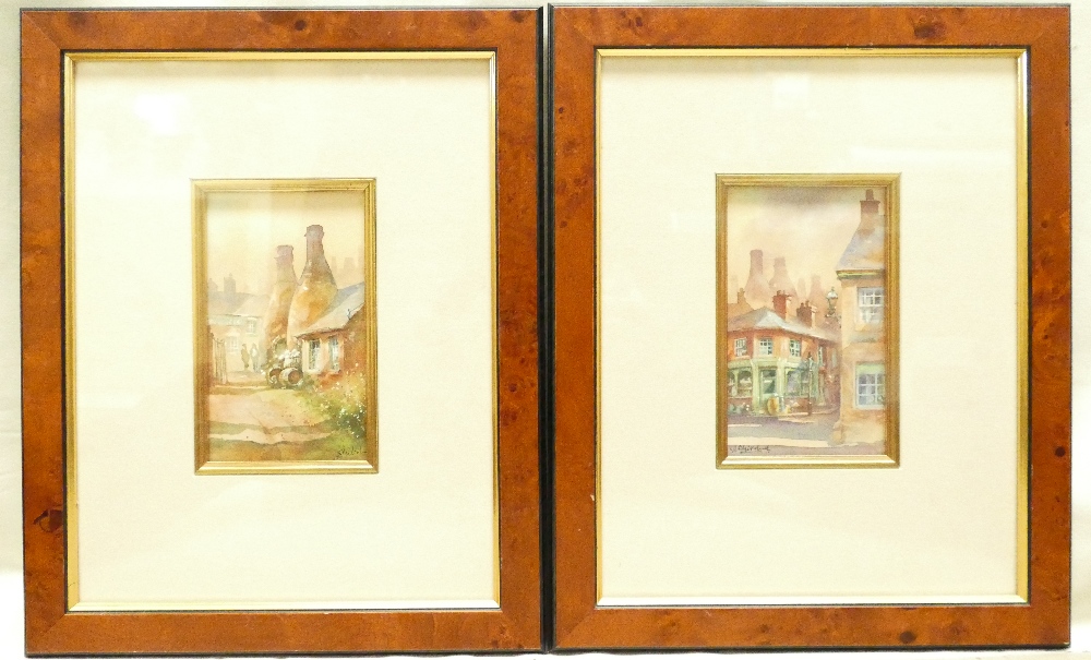 Jim Mitchell modern framed watercolors with local interest titled Hardware Shop Nr Hanley and