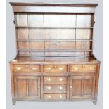 19th Century North Wales Oak dresser base and rack,