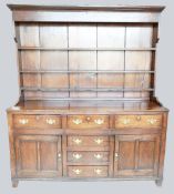 19th Century North Wales Oak dresser base and rack,