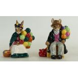 A Royal Doulton Bunnykins figure Balloon Man DB366 (with cert) and Old Balloon Seller DB217.