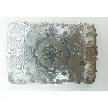 19th century Silver card case decorated all over with flowers & scrolls,