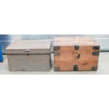 One wooden trunk 48cm x 35cm x 29cm,