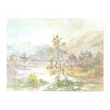 Prudence Turner framed watercolour of landscape scene with certificate from National Fine Arts,