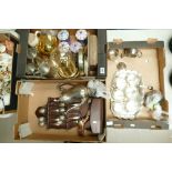 A mixed collection of items to include - decorative wall spoon set, pewter tankards,