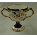 Cauldon floral decorated tyg (damaged to one handle)