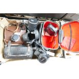 A mixed collection of items including cased Canon EF 35mm slr camera , flash & vivitar 24mm 1.2.