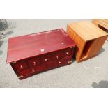 A reproduction mahogany low standing side unit,