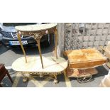 Reproduction Italian style marquetry inlaid tea trolley,