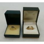 18ct yellow & white gold wedding band / ring set white stones all around, size N,