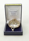 14ct gold patent lever 15 jewels pocket watch with ornate dial,