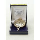 14ct gold patent lever 15 jewels pocket watch with ornate dial,