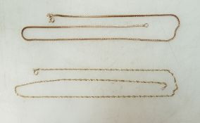 9ct rose gold necklace and another 9ct gold necklace, 7.