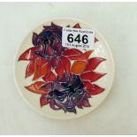 Moorcroft Ruby Red coaster, designed by Emma Bossons, firsts in quality.