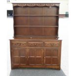 Mid 20th century oak Priory style Welsh dresser.