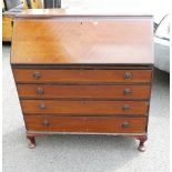 20th Century Mahogany Bureau (with key,