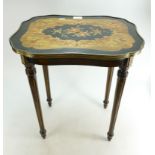 Small brass & marquetry inlay style occasional table - 45cm x 35cm x 51cm.