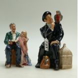 Royal Doulton character figures Shore Leave HN2254 (parrot re stuck) and Grandpas Story HN3456 (2)