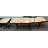 A reproduction hardwood large coffee table and matching side tables with marble tops. (3).