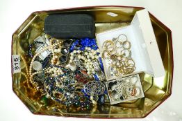 A good collection of ladies jewellery including yellow metal earrings, silver bracelet and rings,