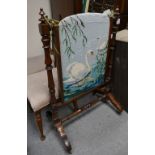 Mahogany framed Victorian Fire Screen. (In need of some repair).
