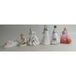 Royal Doulton small lady figure Melody HN2127 DCC backstamp, Flowers for Mother HN3454 2nds,