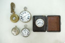 Five gents pocket watches including a very large oversized watch, another marked ADm.