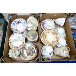 A collection of pottery including Grays lustre bowl, various floral cup & saucers,