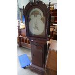 19th Century Nickifson Newcastle inlaid oak and mahogany long case clock (re-sized/cut down base)