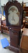 19th Century Nickifson Newcastle inlaid oak and mahogany long case clock (re-sized/cut down base)