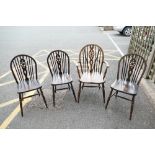 4 oak and elm Windsor wheelback dining chair (4)