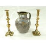 Pair of brass candlesticks 25cm,