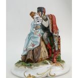 Capo-di monte figure group ' The Hussar and his Lady' Made in Italy,