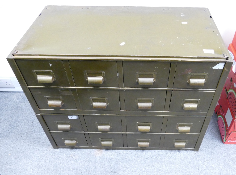 Two pair of industrial green drawers 4 by 2