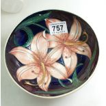 A Moorcroft footed bowl decorated with lilies, diameter 16.