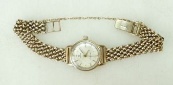 Omega ladies 9ct gold Ladymatic wristwatch with 9ct gold bracelet, total weight 26.