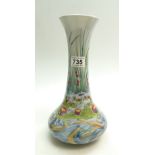 Cobridge Stoneware vase decorated with swimming fish and lilies on pond dated 1999,