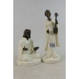 Minton bronze and ceramic figure The Sage and Geisha Girl MS20. Both 2nds. (2).