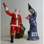 Royal Doulton character figure The Wizard HN2877 2nds and Santa Claus HN2725.