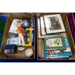 Two trays containing various large modern Beatrix Potter books, older prints,
