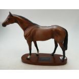 Beswick large connoisseur race horse brown matt on wooden plinth