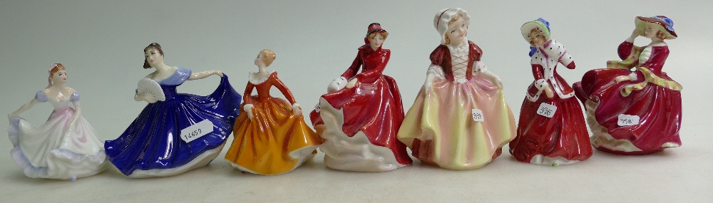 A collection of small Royal Doulton figurines to include Elaine HN3214, Ninette HN3215,