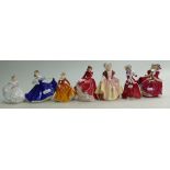 A collection of small Royal Doulton figurines to include Elaine HN3214, Ninette HN3215,