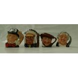 Four Royal Doulton character jugs, Mad Hatter D6602, North American Indian D6614,