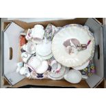 A mixed collection of ceramic items to include - Wedgwood Wild Strawberry ornaments, part tea sets,