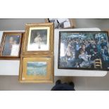 A mixed collection of mixed media artworks to include - religious prints,