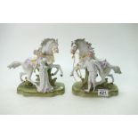 Two continental ceramic figures of Horse and Riders x 2.