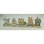 A collection of Coalport ceramic houses to include - Pagoda House, The Toll House,